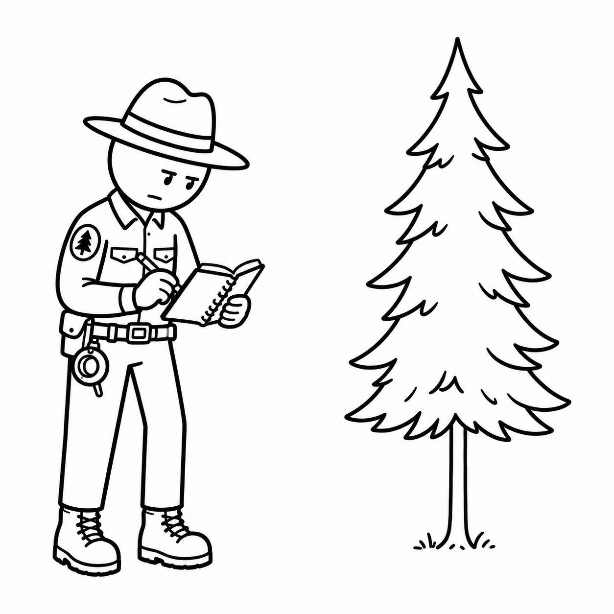 A cartoon of a forest ranger writing on a book

AI-generated content may be incorrect.